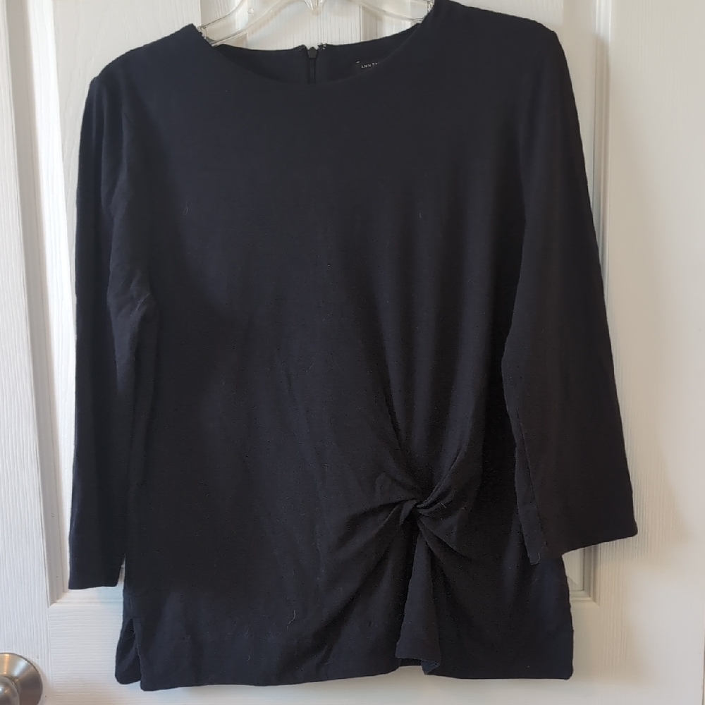 Navy Blue Women's Twist-Front Long Sleeve Top